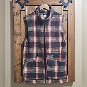 Couture Plaid Sleeveless Wool Made in Canada Long Vest Women's Size Small